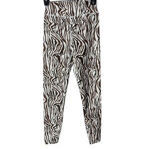 White Fox Active Brown Zebra Leggings Size S Color White/Brown